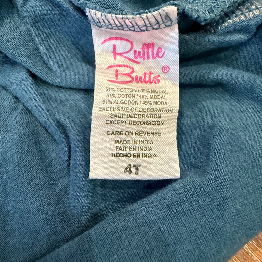 RuffleButts Kids Girls 4T Teal Peplum Tunic and Floral Ruffle Leggings Set 2pc - Picture 8 of 8